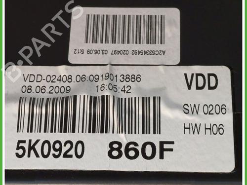 Instrument cluster VW GOLF VI (5K1) 1.6 BiFuel | BP26314931C47