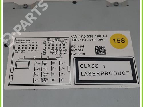 Radio VW GOLF V (1K1) 2.0 TDI 16V | BP11367937E6 