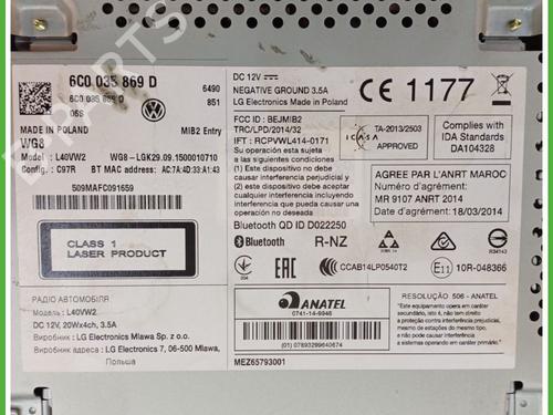 Radio VW POLO V (6R1, 6C1) 1.0 TSI | BP18648844E6 