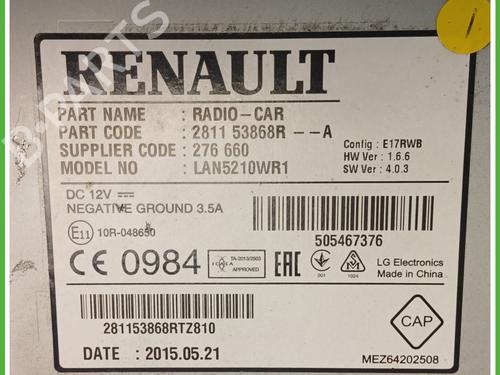 Radio RENAULT CLIO IV (BH_) 1.5 dCi 75 | BP25463753E6 