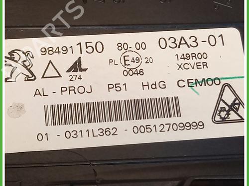 Left headlight PEUGEOT 408 II (FP_, F3_, FM_) Hybrid 225 (F3DGYT) | BP30813041C28 