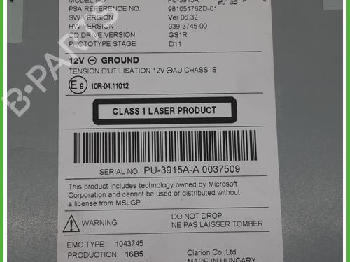 Radio PEUGEOT 208 I (CA_, CC_) 1.6 HDi | BP14363075E6 