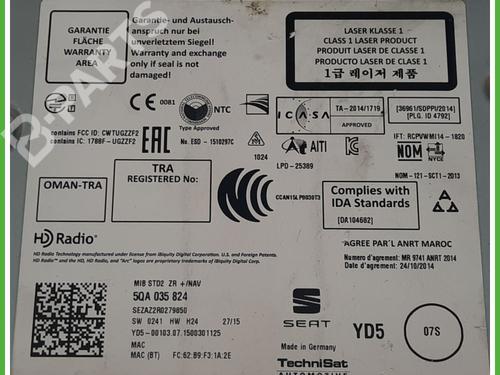 Radio SEAT LEON (5F1) 1.6 TDI | BP11868712E6 