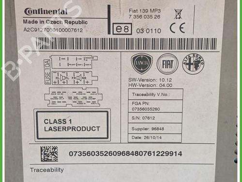 Radio FIAT PANDA (312_, 319_) 0.9 Natural Power (312PXN1A) | BP17178420E6 
