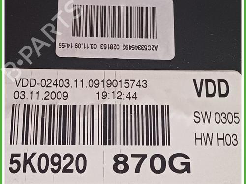 Instrument cluster VW GOLF VI (5K1) 2.0 TDI | BP16451038C47 