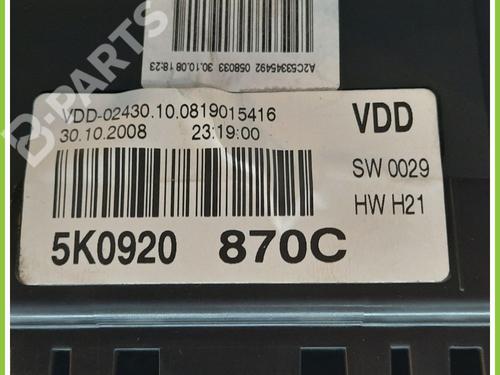 Instrument cluster VW GOLF V (1K1) 2.0 TDI 16V | BP11367935C47 