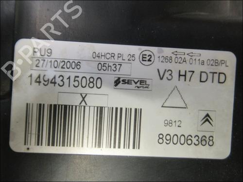 Højre forlygte CITROËN C8 (EA_, EB_) 2.0 HDi (120 hp) 28331621