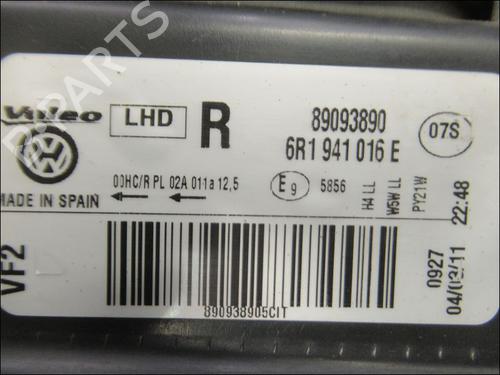 Used Right headlight VW POLO V (6R1, 6C1) 1.2 (60 hp) 27487982