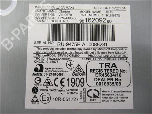 Bilradio CITROËN C3 / C3 ORIGIN III (SX) 1.2 VTi 82 | BP15420617E6 