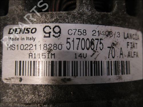 Used Alternator FIAT PANDA (169_) 1.1 (169.AXA1A) (54 hp) 17134654