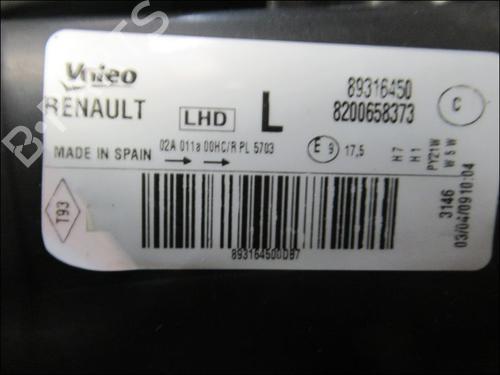 Left headlight RENAULT MODUS / GRAND MODUS (F/JP0_) 1.5 dCi (FP0E, JP0E) | BP25207139C28