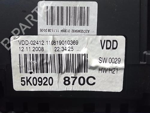 Instrument cluster VW GOLF VI (5K1)  | BP22940285C47 