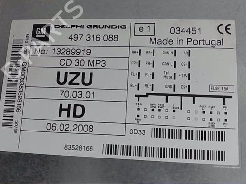 Radio OPEL CORSA D (S07) 1.3 CDTI (L08, L68) | BP13826286E6 