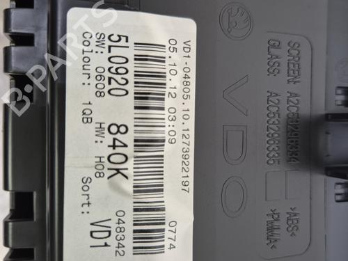 Instrument cluster SKODA YETI (5L) 2.0 TDI | BP29621156C47 