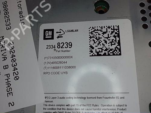 Radio OPEL MERIVA B MPV (S10) 1.4 (75) | BP22393199E6 