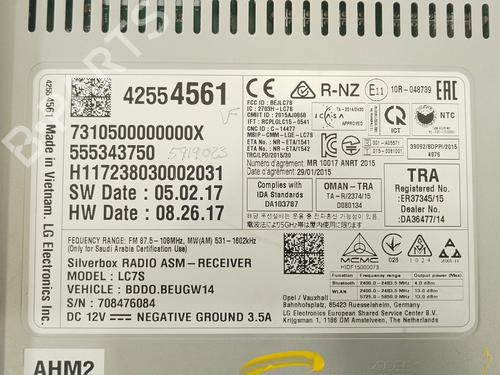 Radio OPEL ASTRA K (B16)  | BP17949924E6 