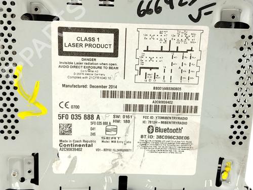 Radio SEAT LEON (5F1) 1.6 TDI | BP31809749E6 