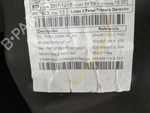 Rear right panel SEAT LEON (5F1)  | BP32474026C61 