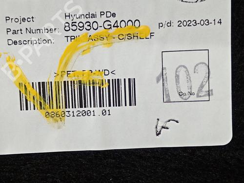 Rear parcel shelf HYUNDAI i30 (PDE, PD, PDEN) 1.5 | BP36989428C85  - Image 5