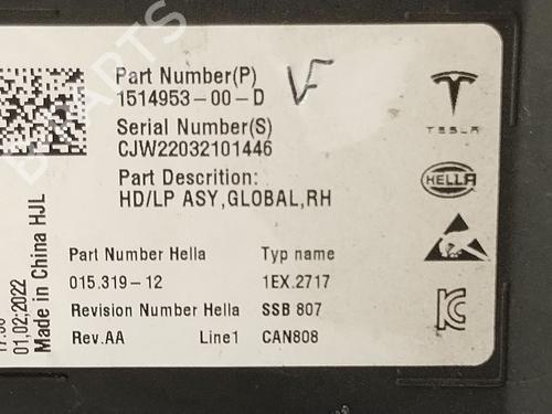 Right headlight TESLA MODEL 3 (5YJ3) EV | BP36238506C29  - Image 7