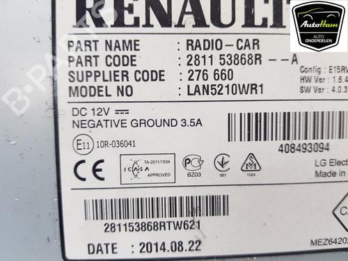 Radio RENAULT CLIO IV (BH_) 0.9 TCe 90 (BHNF, BHMA, BHMH, BHJK, BHJR) | BP16352550E6 