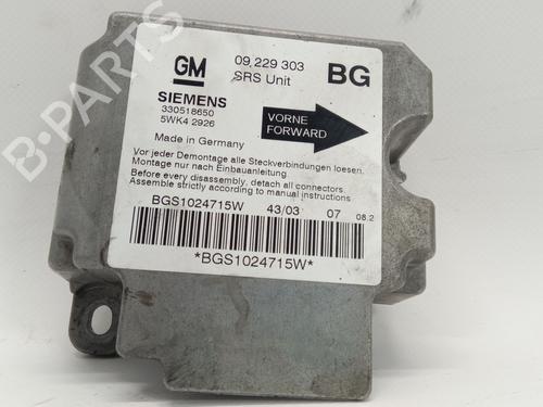 Airbag styreenhed OPEL ZAFIRA A MPV (T98) 2.0 DTI 16V (F75) 09229303