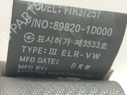 Rear right seatbelt KIA CARENS III MPV (UN) 2.0 CRDi 140 | BP30136343I28