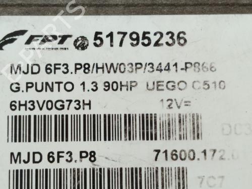 Engine control unit (ECU) FIAT GRANDE PUNTO (199_) 1.3 D Multijet (199.AXD11, 199.AXD1A, 199.AXD1B,... | BP20209172M57 