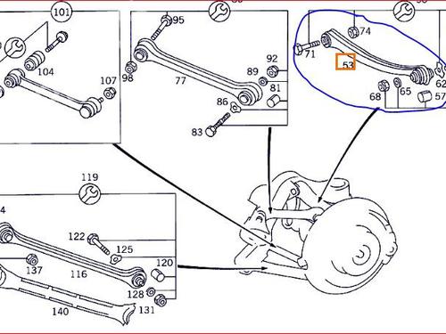 Left rear suspension arm MERCEDES-BENZ E-CLASS (W210) E 290 Turbo-D (210.017) | BP18146962M14 