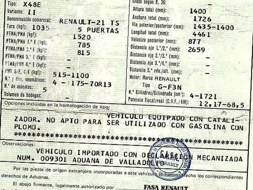 Used Parts RENAULT 21 Estate (K48_)  1.7 (K48E)  203378