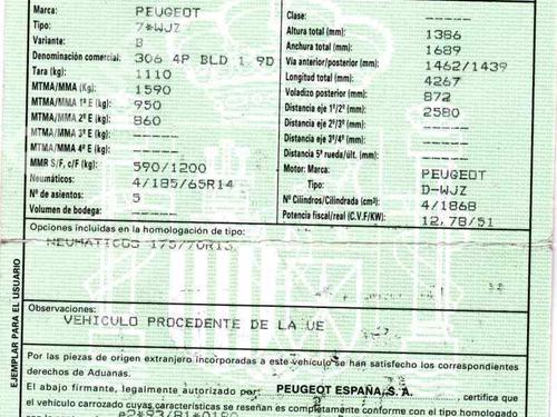 PEUGEOT 306 Hatchback (7A, 7C, N3, N5)  1.9 D  236283