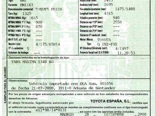 Used Parts TOYOTA PRIUS Saloon (_W1_)  1.5 Hybrid (NHW1_)  218565