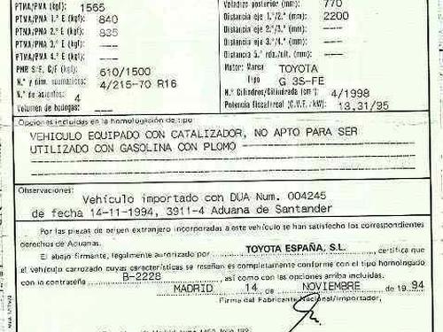 Used Parts TOYOTA RAV 4 I (_A1_)  2.0 4WD (SXA10, SXA11)  178772