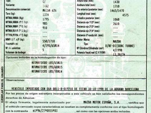 Used Parts MAZDA 626 V Hatchback (GF)  2.0 Turbo DI (GFFP)  845295