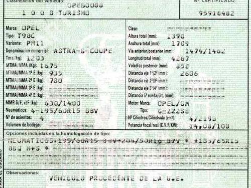 Used Parts OPEL ASTRA G Coupe (T98)  2.2 16V (F07)  235330