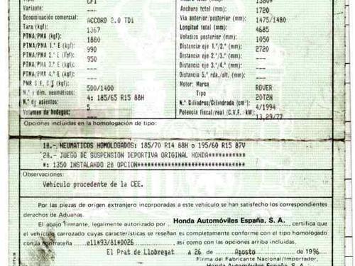 Used Parts HONDA ACCORD V (CE, CF_, CD)  2.0 TDi (CF1)  931832