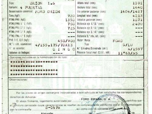 Used Parts FORD ORION II (AFF)  1.6  265364