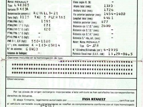 Used Parts RENAULT 21 Saloon (L48_)  2.0 (L483)  575902