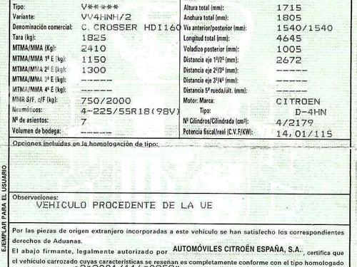 Used Parts CITROËN C-CROSSER (VU_, VV_)  2.2 HDi  177140
