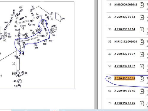 AC pipe MERCEDES-BENZ SL (R230) 55 AMG (230.474) | BP19523139M126 