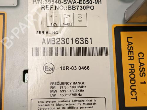 Radio HONDA CR-V III (RE_)  | BP29537089E6 