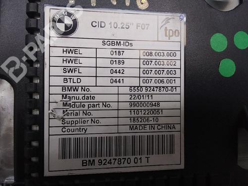 Radio BMW 5 Gran Turismo (F07) 530 d | BP10142016E6 