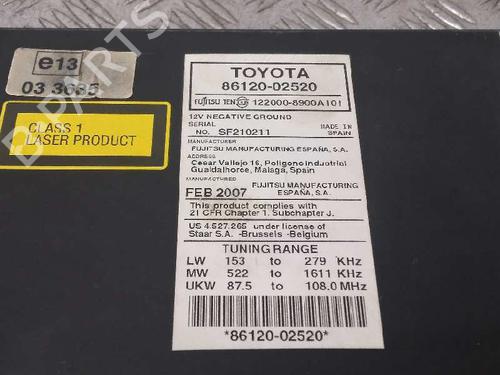 Radio TOYOTA AURIS (_E15_)  | BP13938122E6 