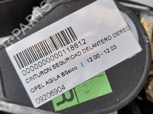 Front right seatbelt OPEL AGILA (A) (H00) 1.0 12V (F68) | BP12695483I25 