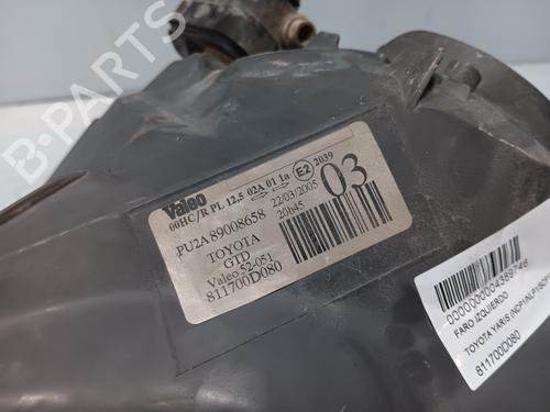 Left headlight TOYOTA YARIS (_P1_) 1.3 (SCP12_, SCP13_, SCP12R, SCP13R) | BP32186254C28