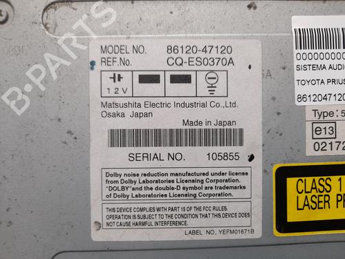Radio TOYOTA PRIUS Liftback (_W2_) 1.5 Hybrid (NHW20_, NHW20R) | BP12756118E6 