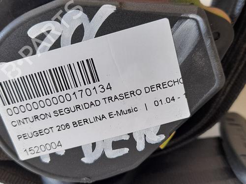 Rear right seatbelt PEUGEOT 206 Hatchback (2A/C) 1.4 LPG | BP12717641I28 