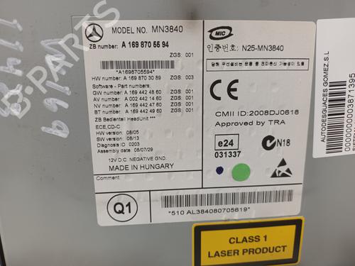 Radio MERCEDES-BENZ A-CLASS (W169) A 180 (169.032, 169.332) | BP18331746E6 