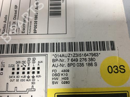 Bilradio AUDI A3 Sportback (8PA) 1.6 TDI | BP12152305E6