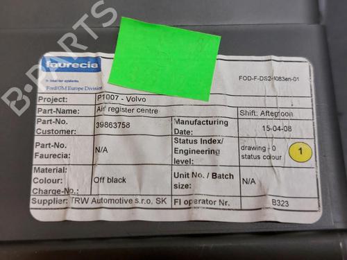 Air vent VOLVO S40 II (544) 1.6 | BP13487367I21 